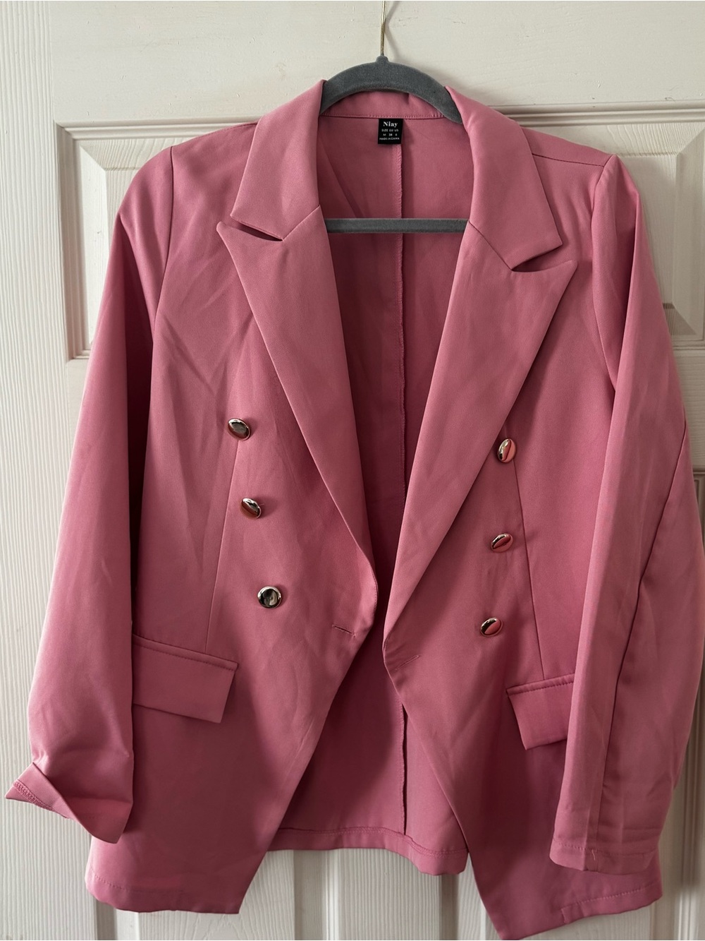 Nasty Gal Rose Pink Double-Breasted Blazer